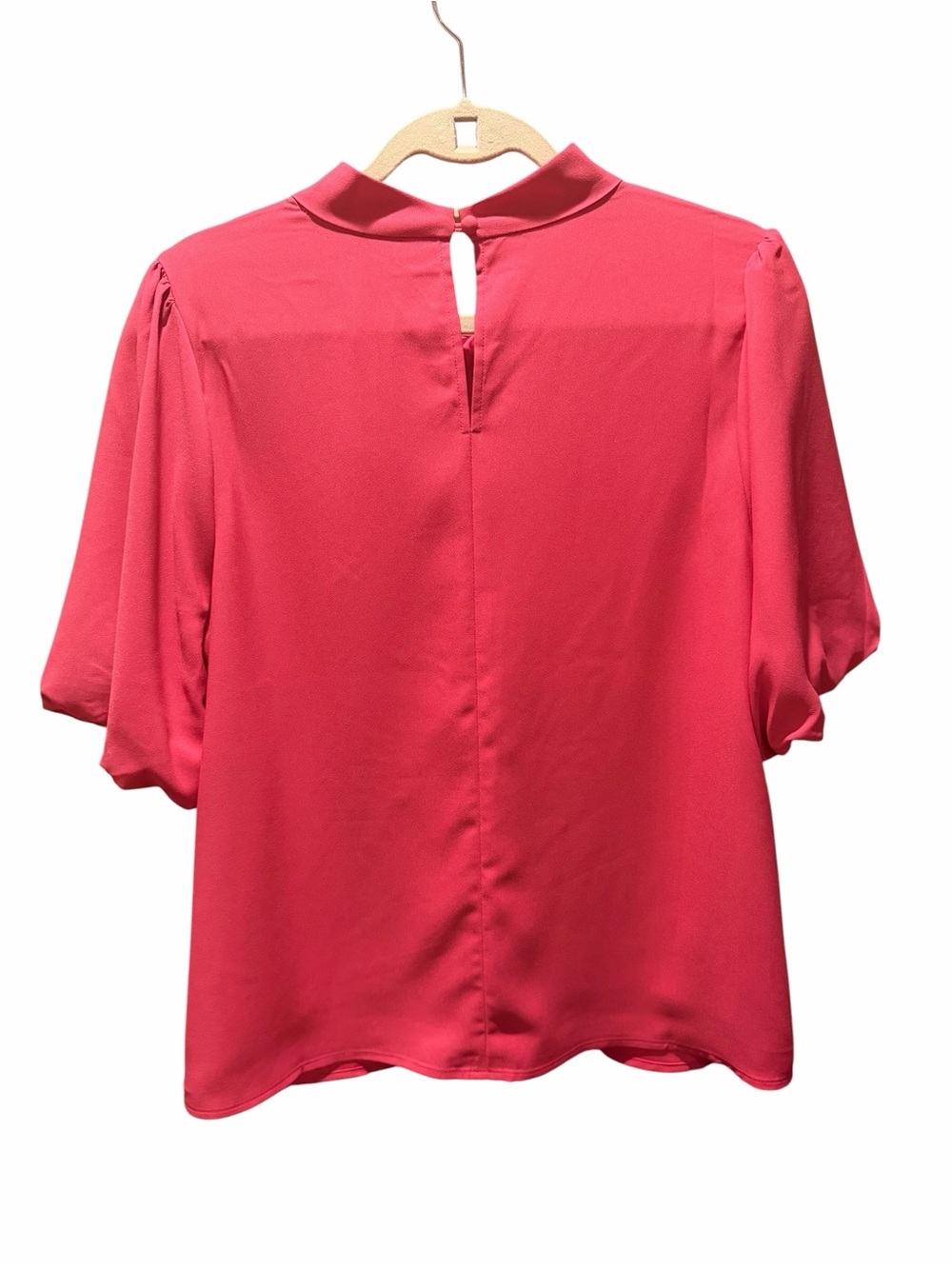 Ann Taylor Loft Women’s Pink Twist-Neck Puff-Sleeve Blouse - Picture 6 of 6
